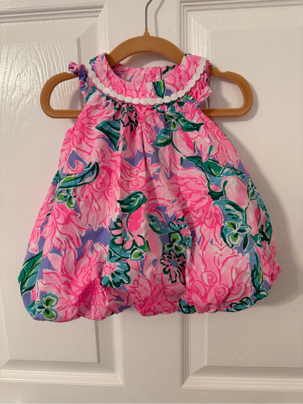 Lilly Pulitzer Pink Floral Ruffle Dress with Green Accents